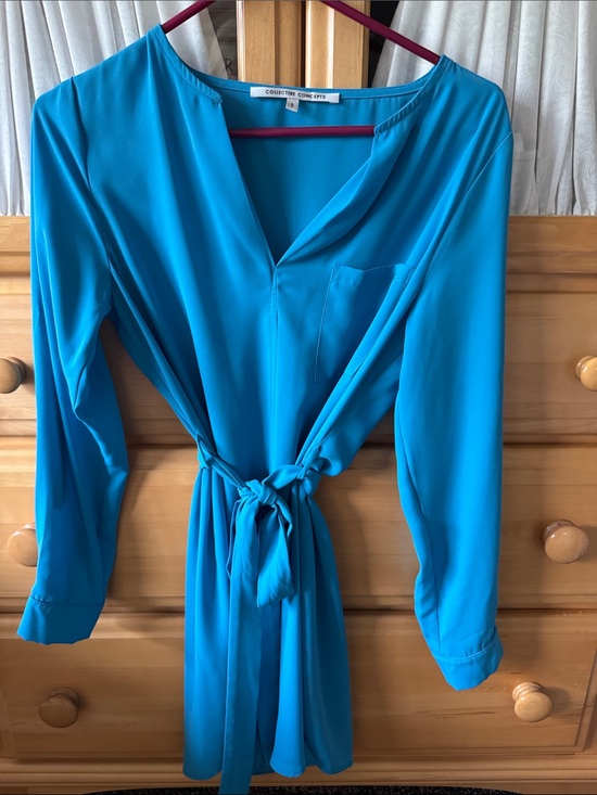 Collective Concepts Other - Collective Concepts Turquoise Tie-Waist Wrap Dress